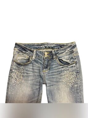 Lowrise Y2K Women's rhinestoned Blue Embellished Jeans